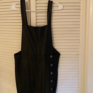 NWOT Faux Leather Wild Fable Overall Dress Black With Silver Buttons